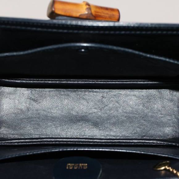 GUCCI Bamboo Hand Bag Leather Black 000.1781 Auth yk8245 - Picture 10 of 16